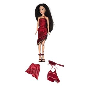 Vintage My Scene Nolee Club Birthday 2004 Mattel Doll Leg Tattoo Red Dress